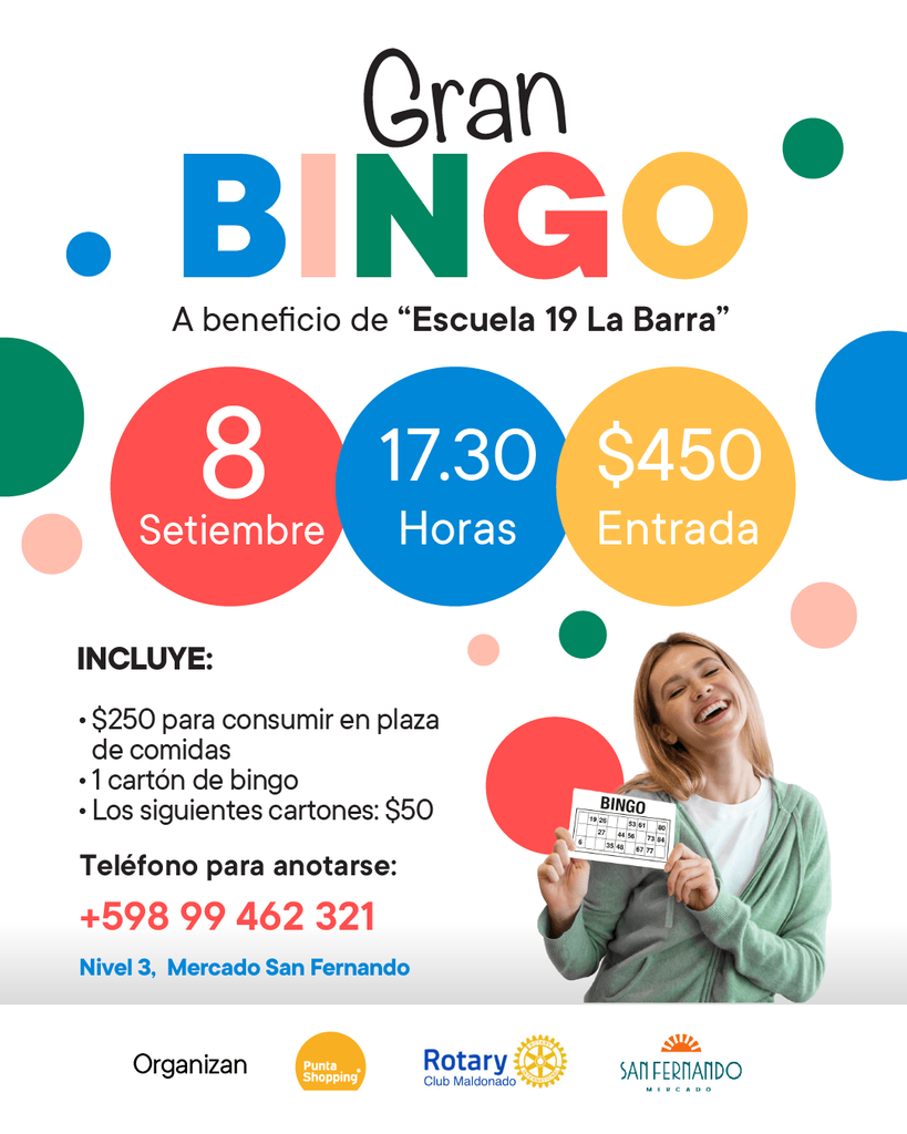 Bingo a beneficio de la Escuela 19 La Barra