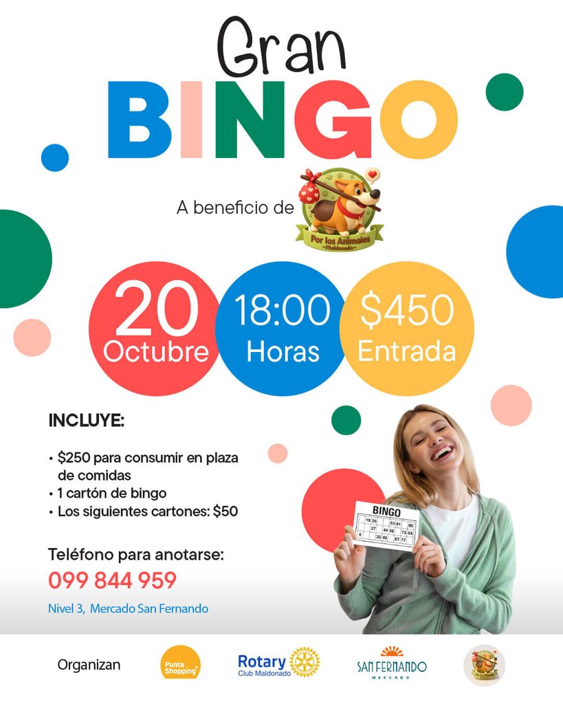Gran Bingo a beneficio de Por los Animales Maldonado